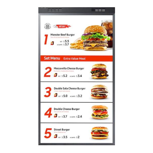new digital signage menus for restaurants, drive thrus and retail businesses