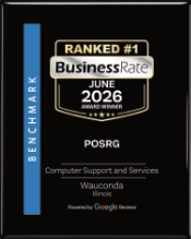 Digital version of Award presented to POSRG for ranking #1 in Computer Support and Services in Wauconda, IL in June 2026